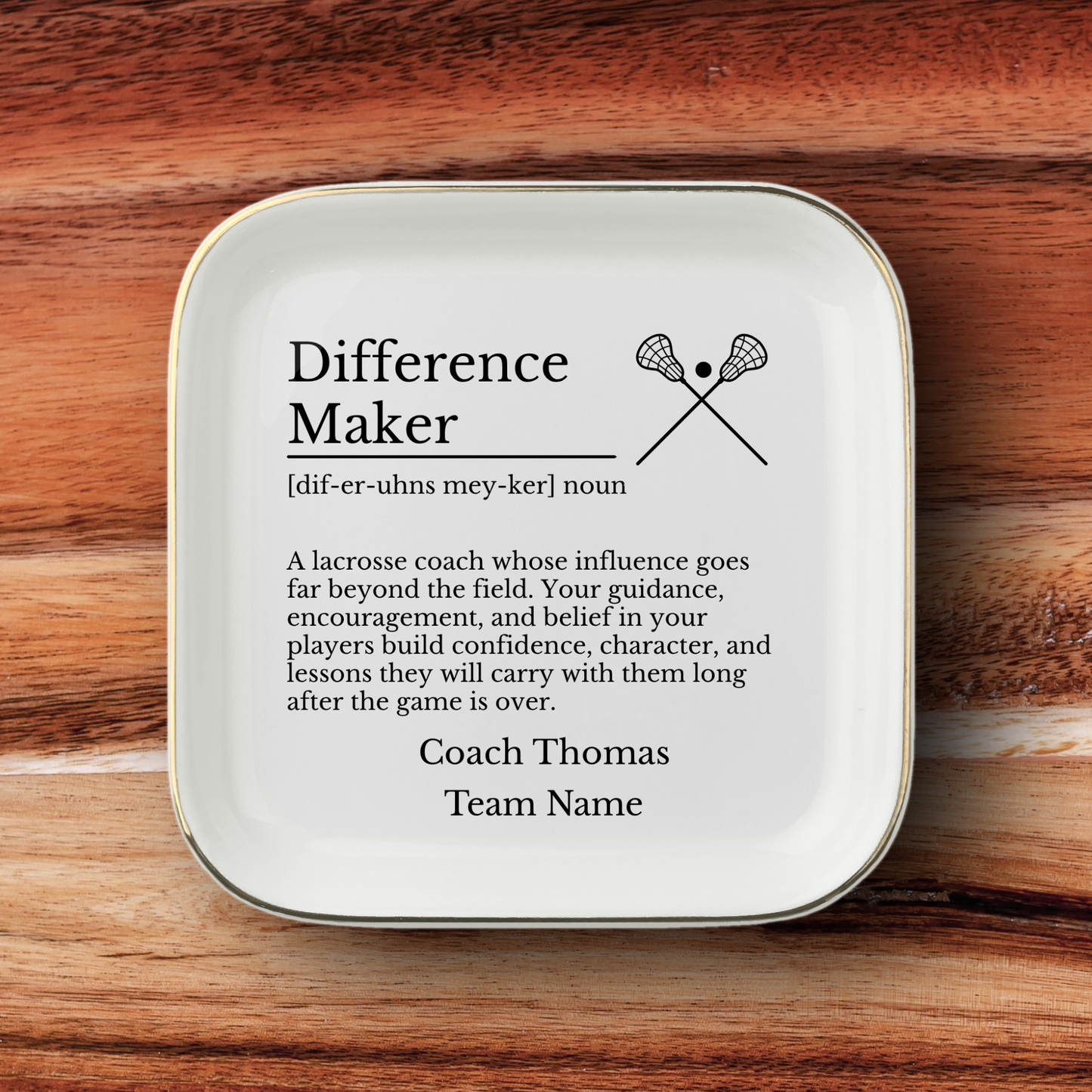 Lacrosse Coach Jewelry Dish Trinket Tray