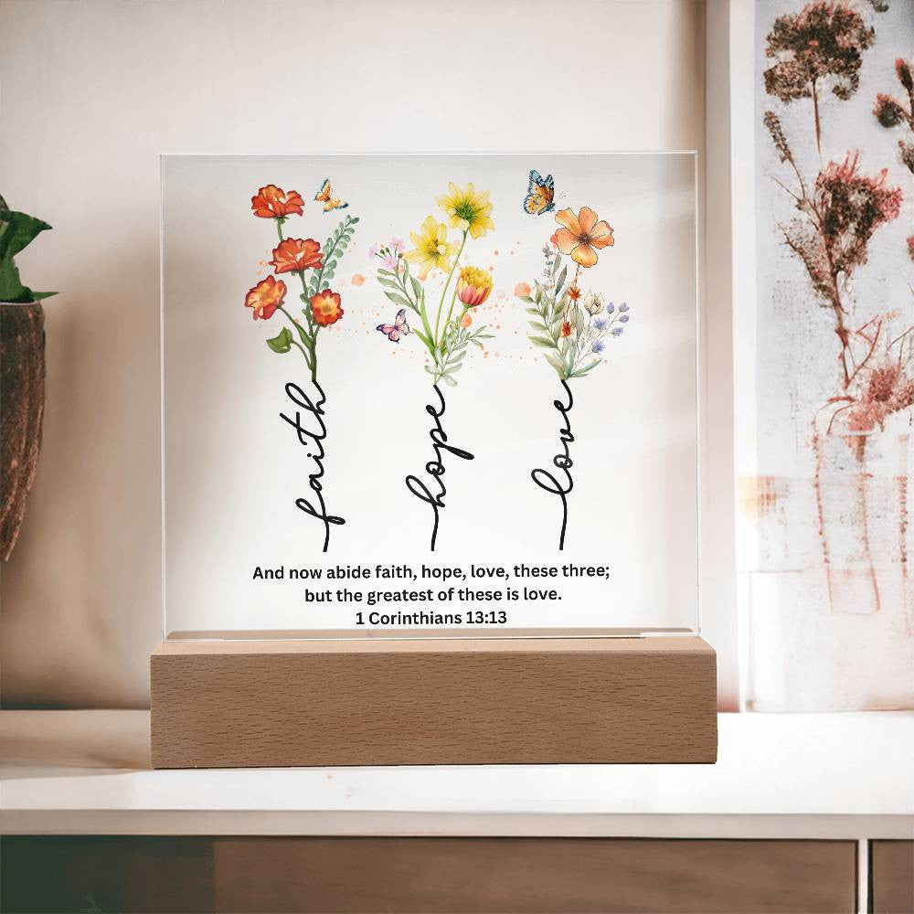 Faith Hope and Love Plaque Wedding Anniversary Gift-[Heartfelt Family Gift]