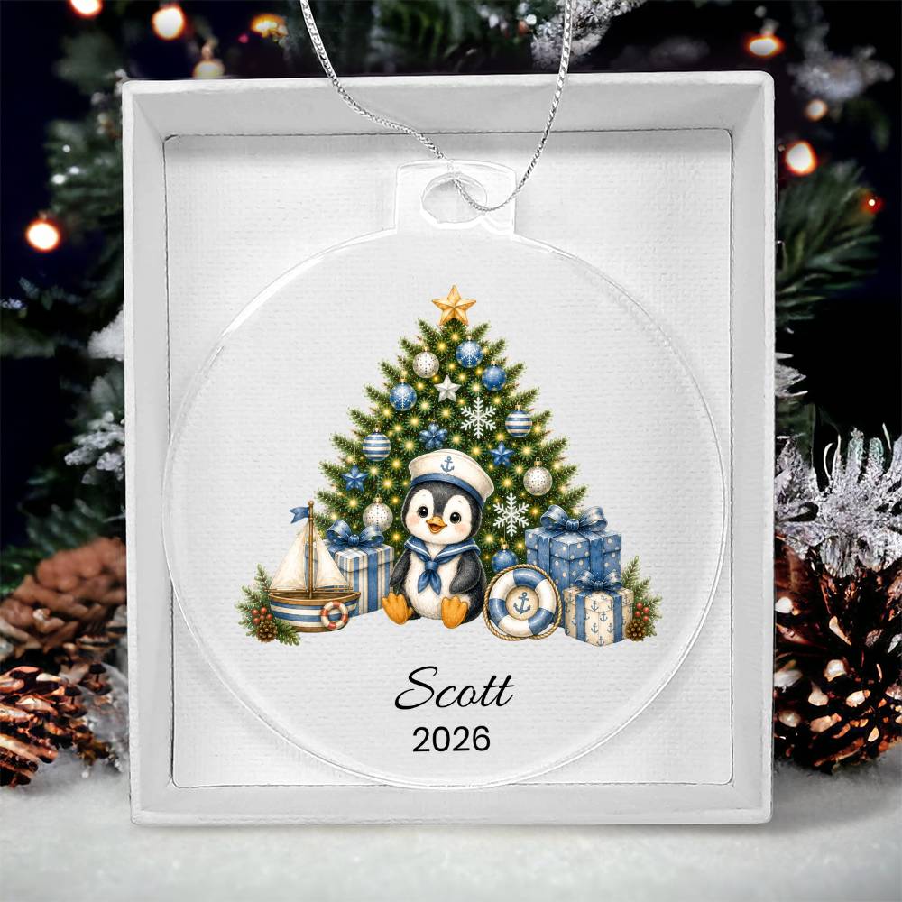 Sailor Penguin  Kids 1st Christmas Ornament