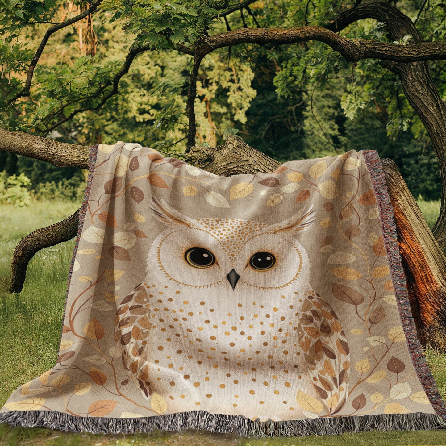 Owl Woven Cotton Throw Blanket-[Heartfelt Family Gift]