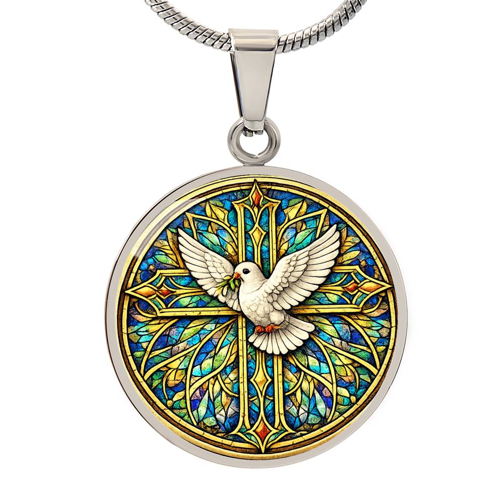 Personalized Dove and Holy Cross Necklace, Women's Religious Jewelry Gift