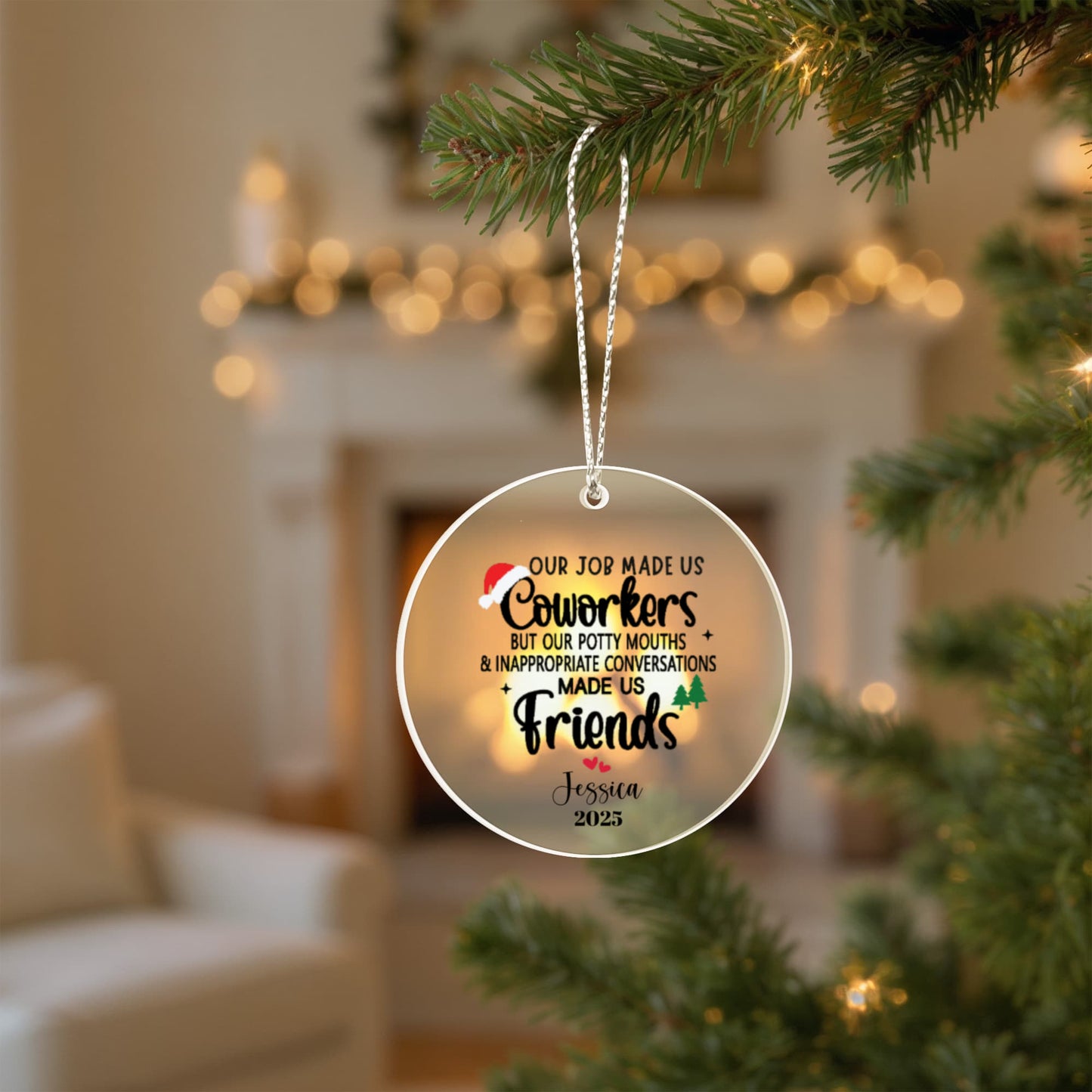 Coworker Acrylic Heart or Round Ornament