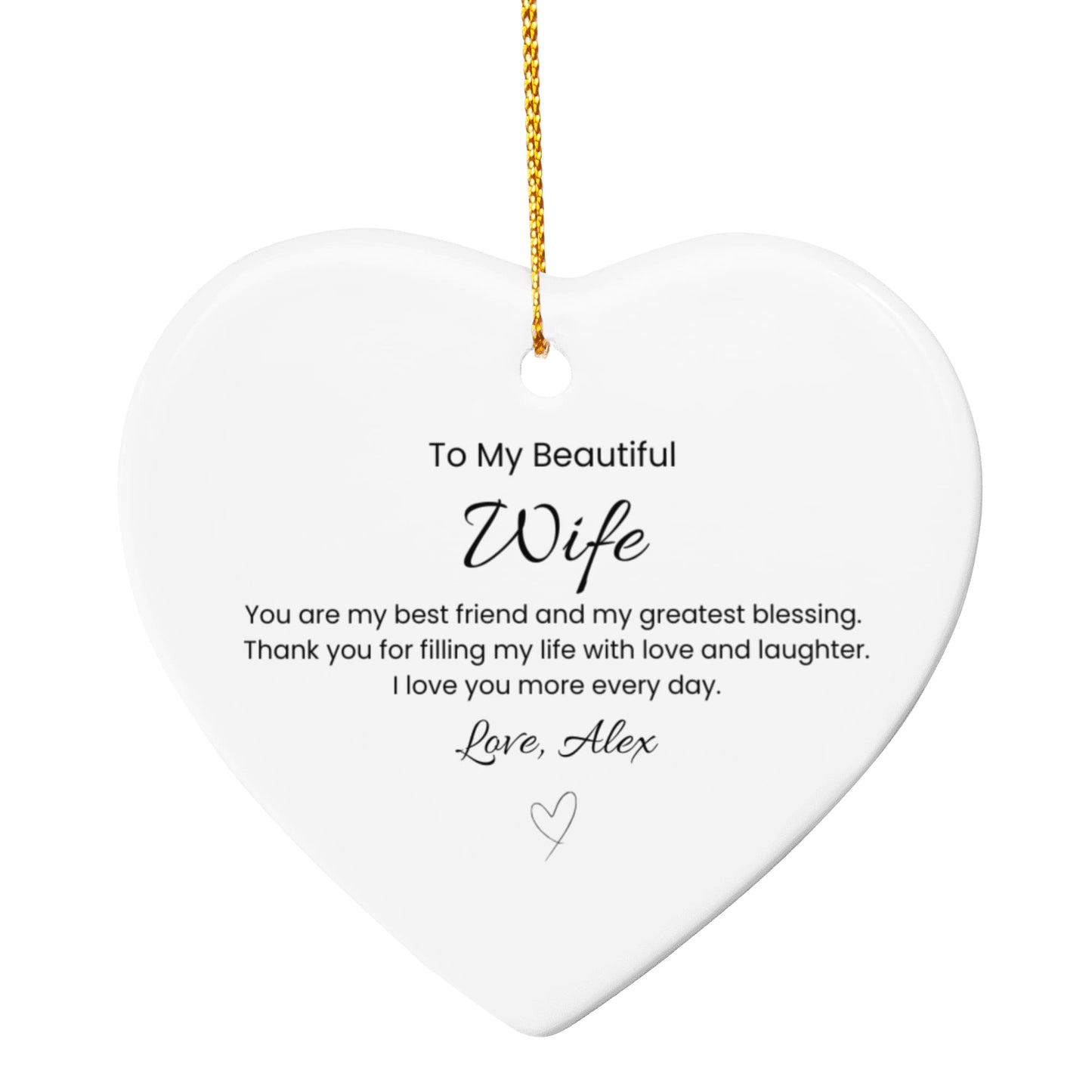 Ceramic Heart Ornament Gift for Wife