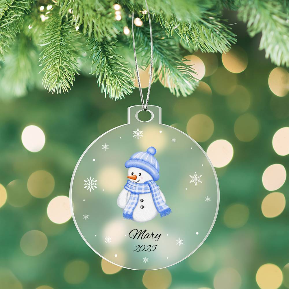 blue snowman christmas tree ornament Acrylic Ornament Plaque