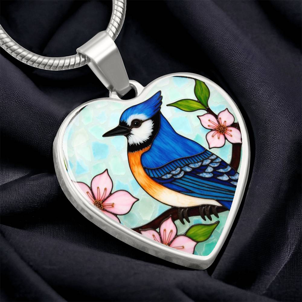 Bluebird Floral Necklace with Engraving
