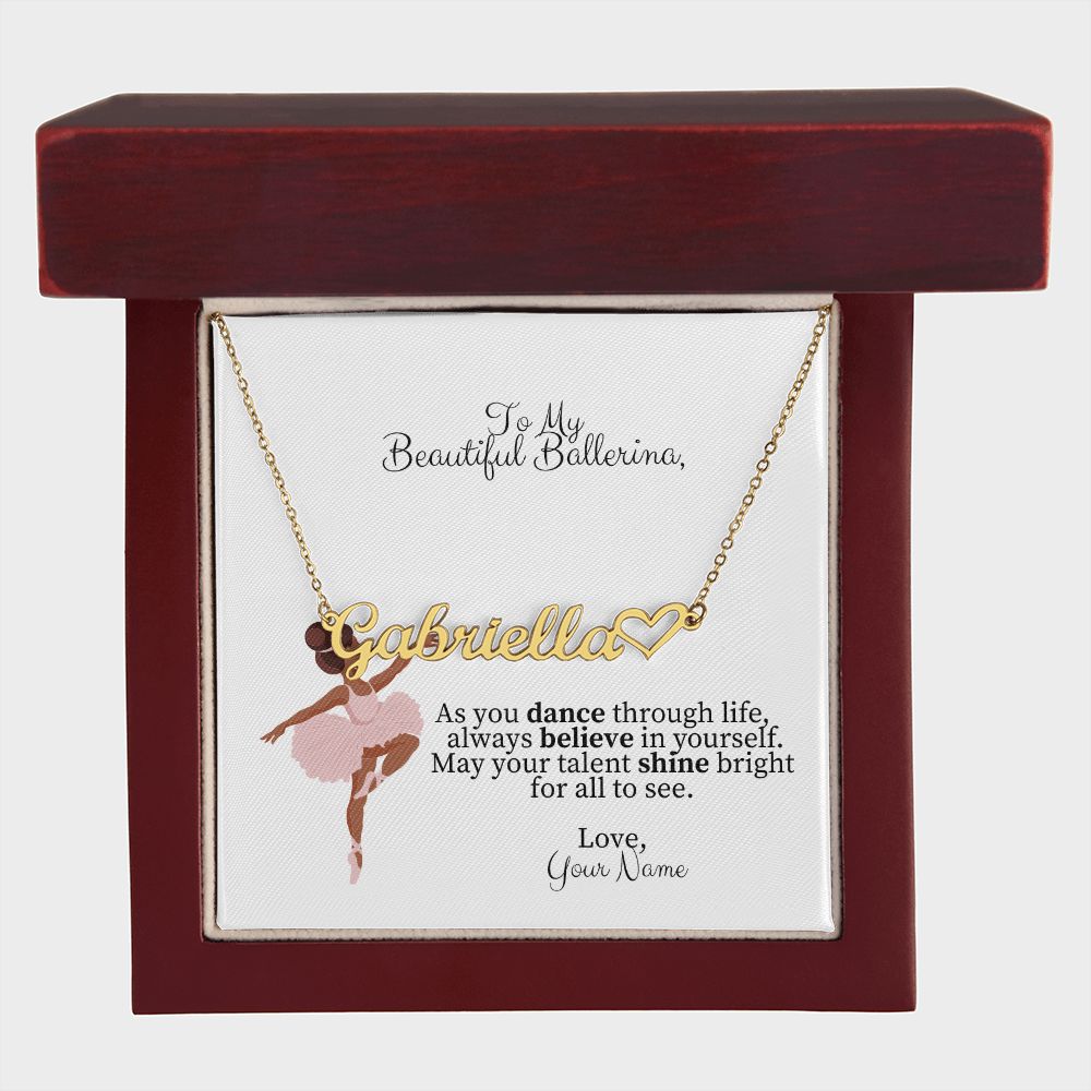 Ballerina Name Necklace with Heart-[Heartfelt Family Gift]