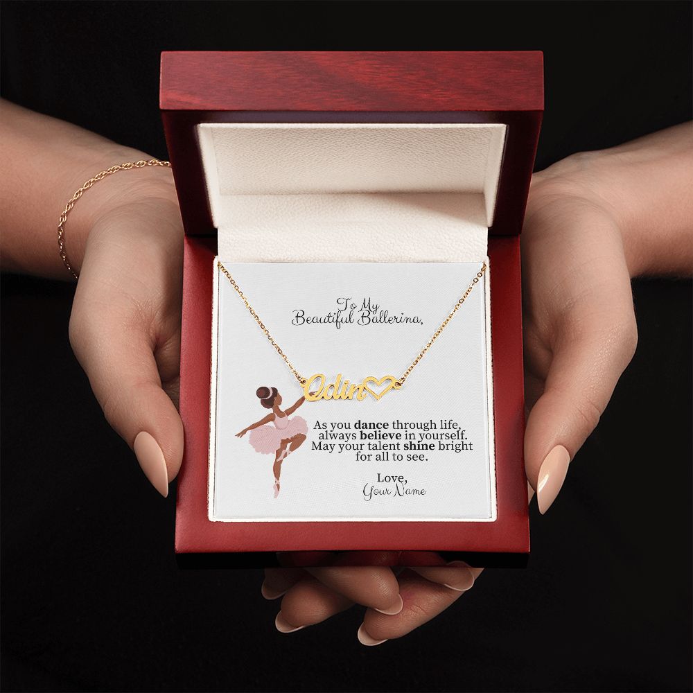 Ballerina Name Necklace with Heart-[Heartfelt Family Gift]