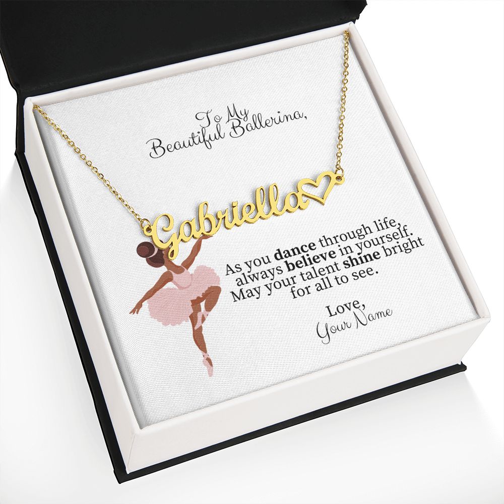 Ballerina Name Necklace with Heart-[Heartfelt Family Gift]