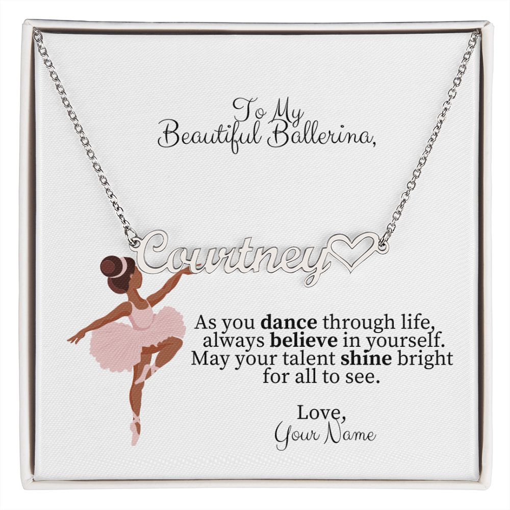 Ballerina Name Necklace with Heart-[Heartfelt Family Gift]