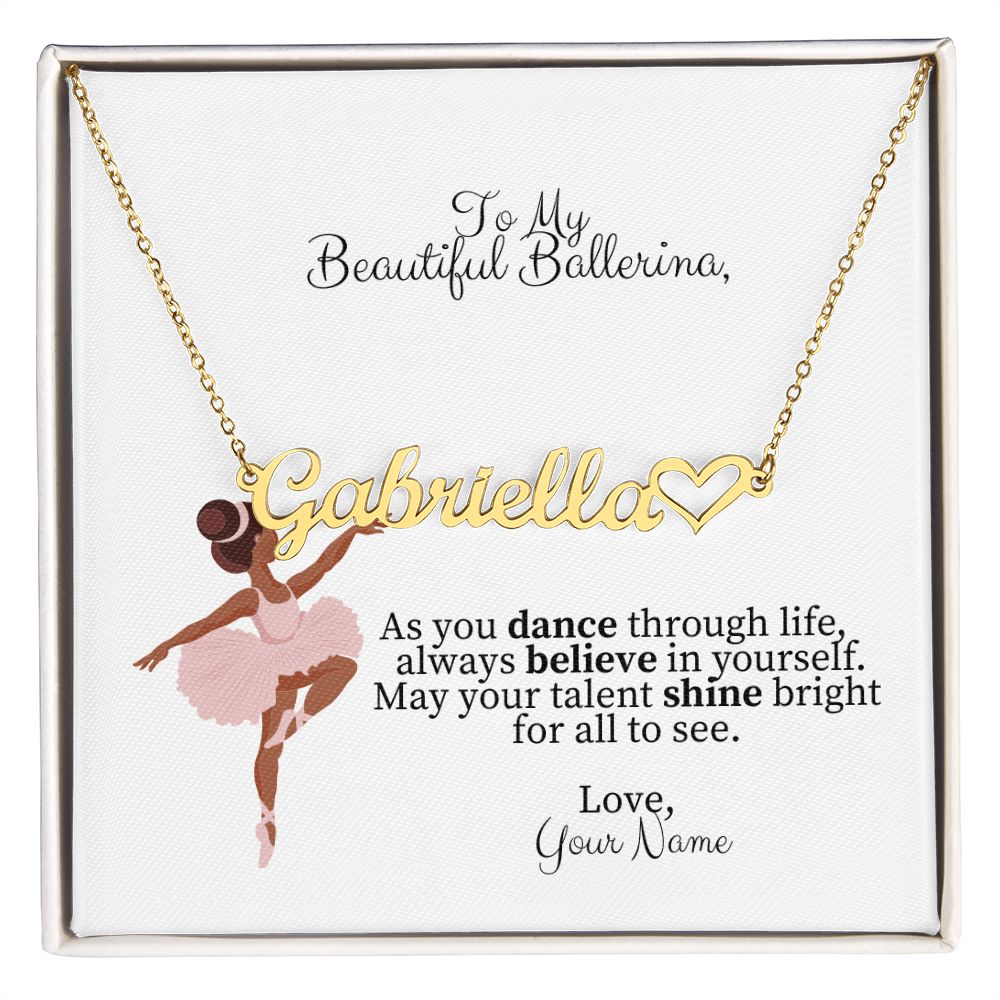 Ballerina Name Necklace with Heart-[Heartfelt Family Gift]