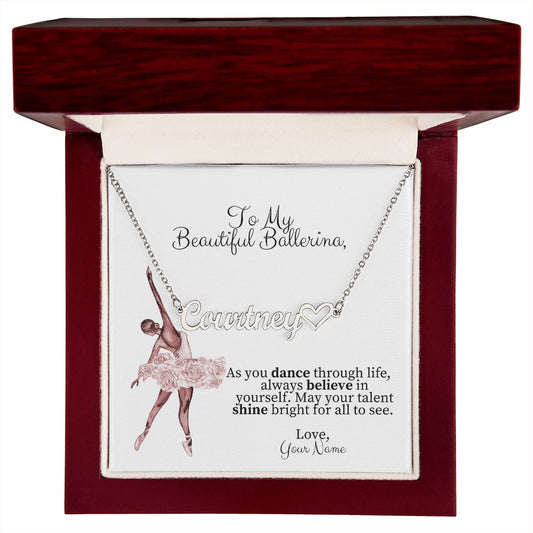 Ballerina Name Necklace with Heart-[Heartfelt Family Gift]