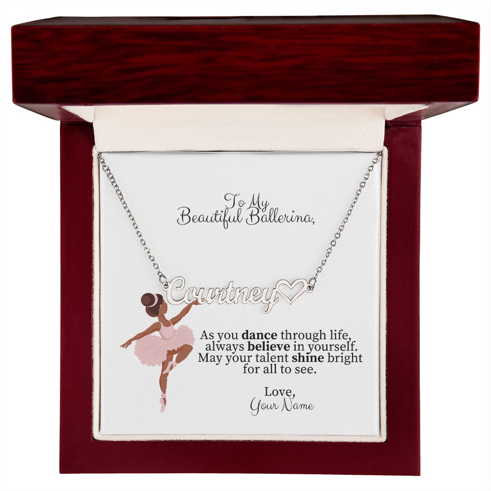 Ballerina Name Necklace with Heart-[Heartfelt Family Gift]