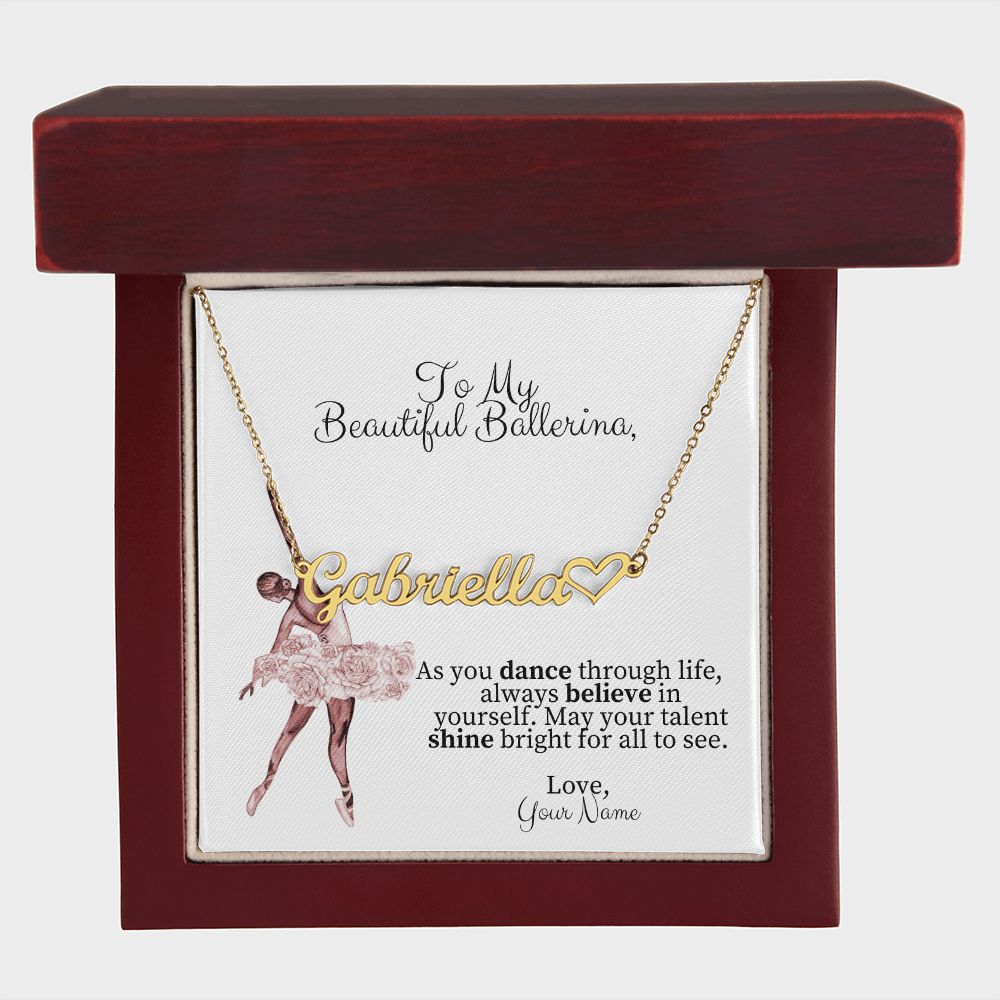 Ballerina Name Necklace with Heart-[Heartfelt Family Gift]