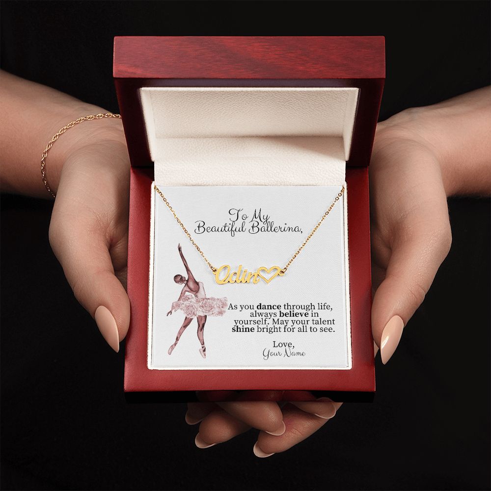 Ballerina Name Necklace with Heart-[Heartfelt Family Gift]