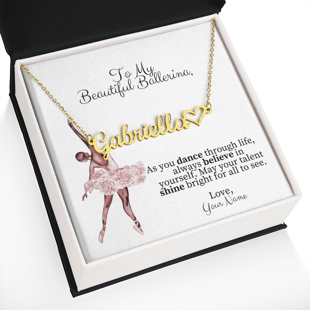 Ballerina Name Necklace with Heart-[Heartfelt Family Gift]