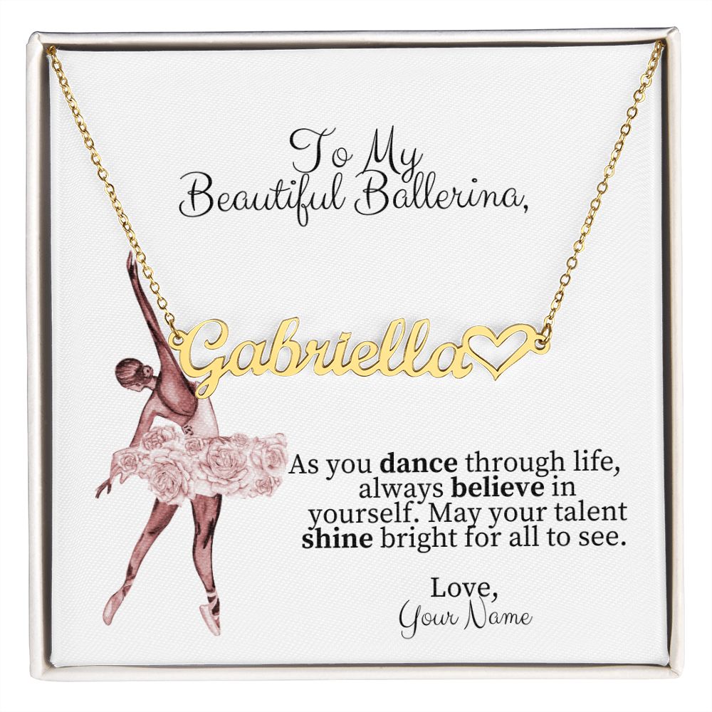 Ballerina Name Necklace with Heart-[Heartfelt Family Gift]