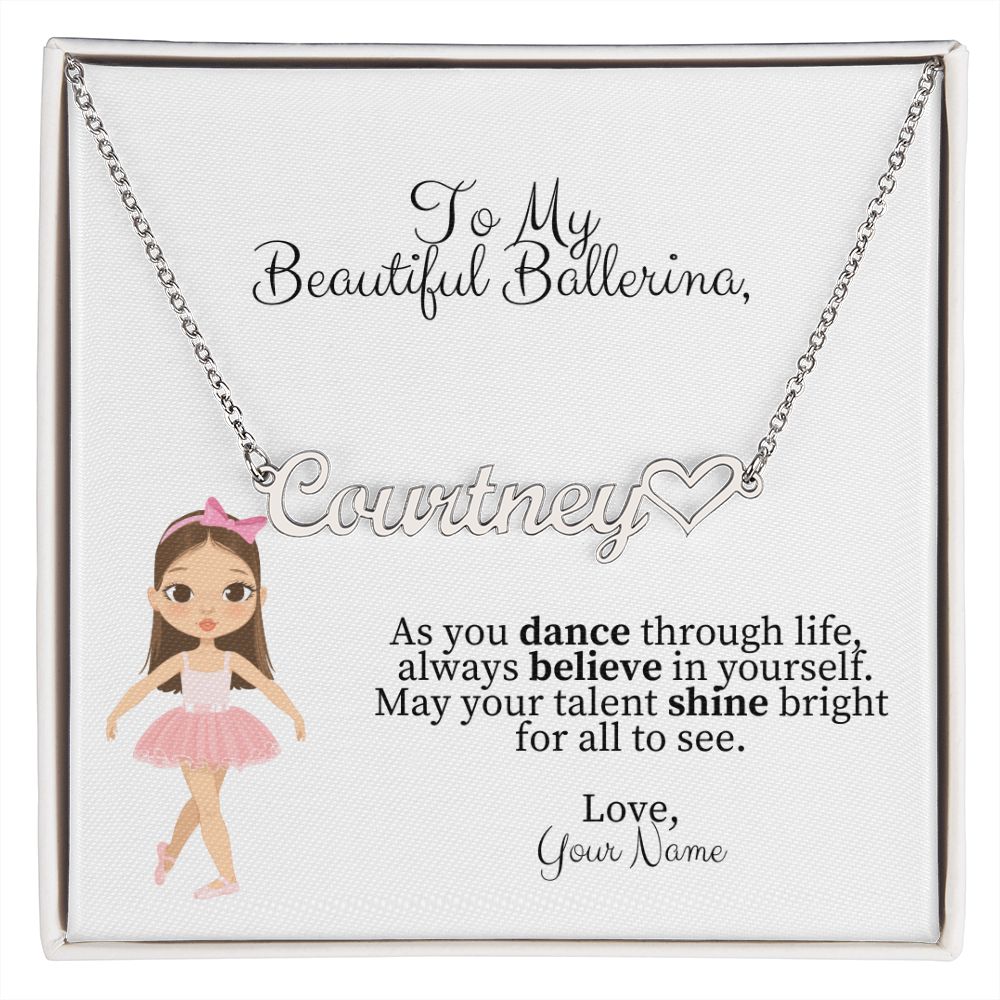 Ballerina Name Necklace with Heart-[Heartfelt Family Gift]