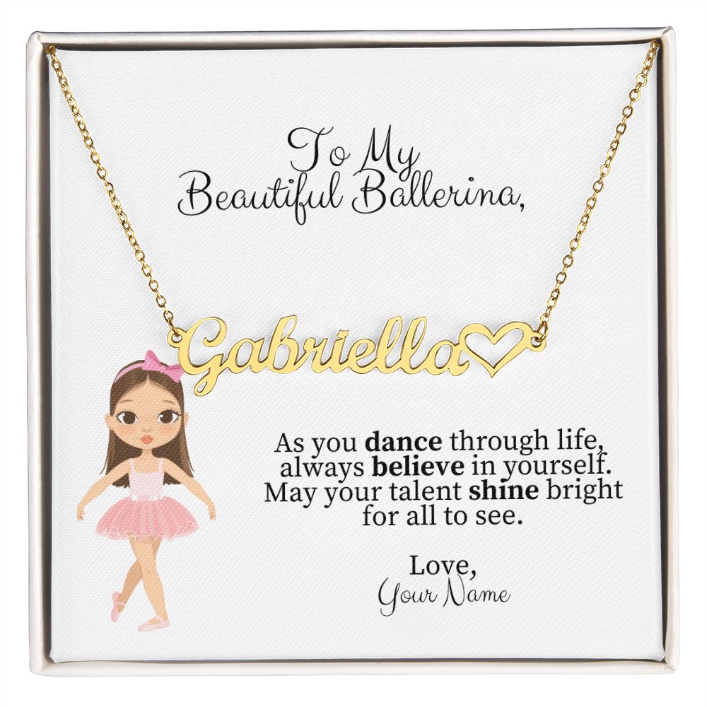 Ballerina Name Necklace with Heart-[Heartfelt Family Gift]