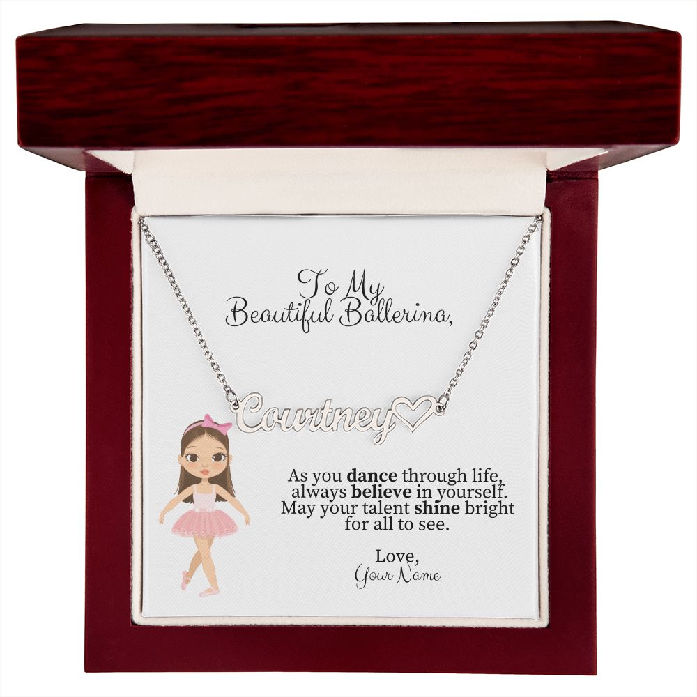 Ballerina Name Necklace with Heart-[Heartfelt Family Gift]