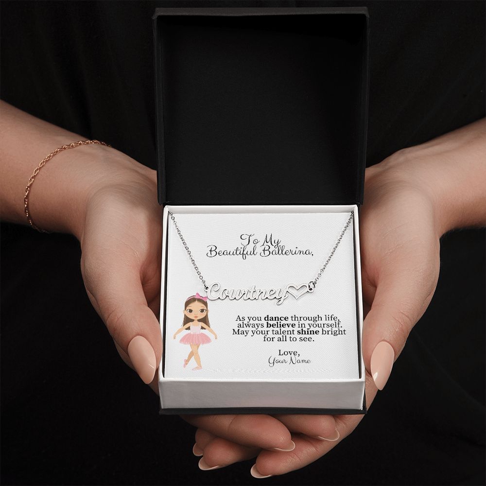 Ballerina Name Necklace with Heart-[Heartfelt Family Gift]