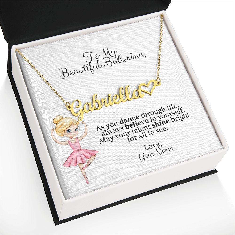 Ballerina Name Necklace with Heart-[Heartfelt Family Gift]