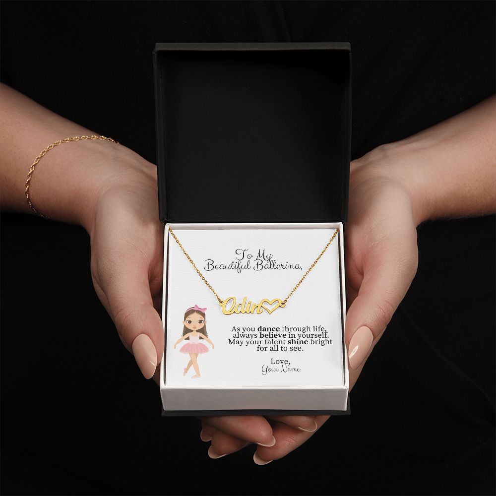 Ballerina Name Necklace with Heart-[Heartfelt Family Gift]