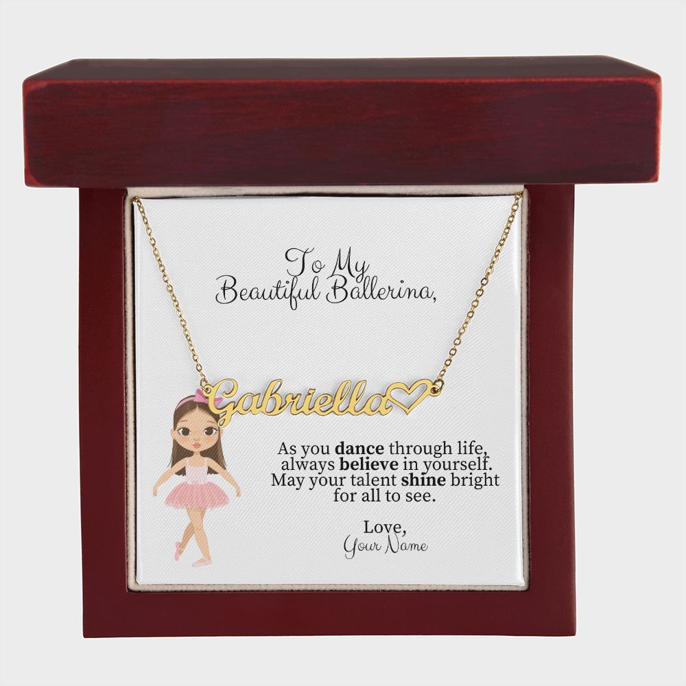 Ballerina Name Necklace with Heart-[Heartfelt Family Gift]