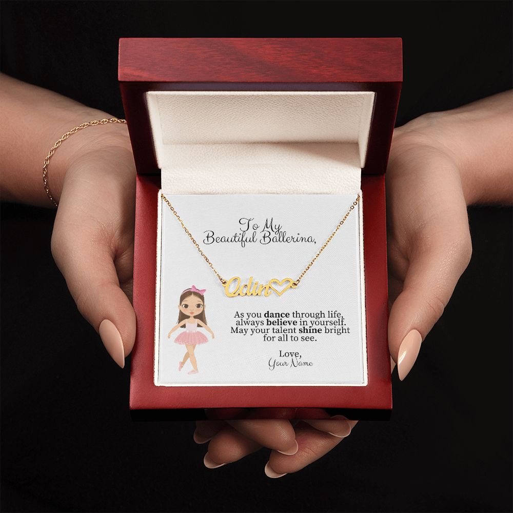Ballerina Name Necklace with Heart-[Heartfelt Family Gift]