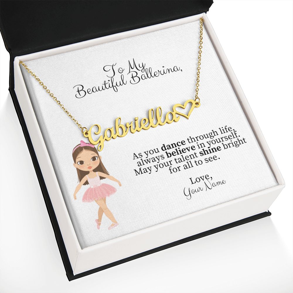 Ballerina Name Necklace with Heart-[Heartfelt Family Gift]