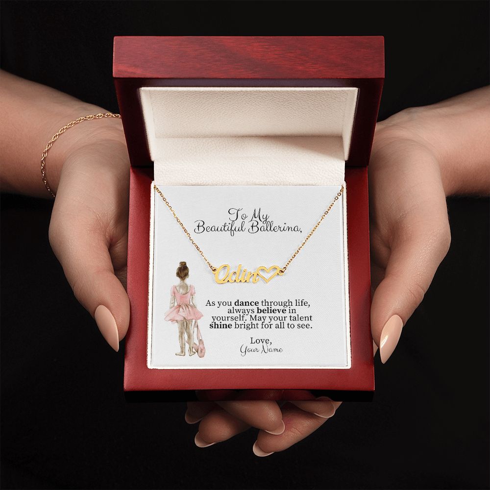 Ballerina Name Necklace with Heart Dance Recital Gift-[Heartfelt Family Gift]
