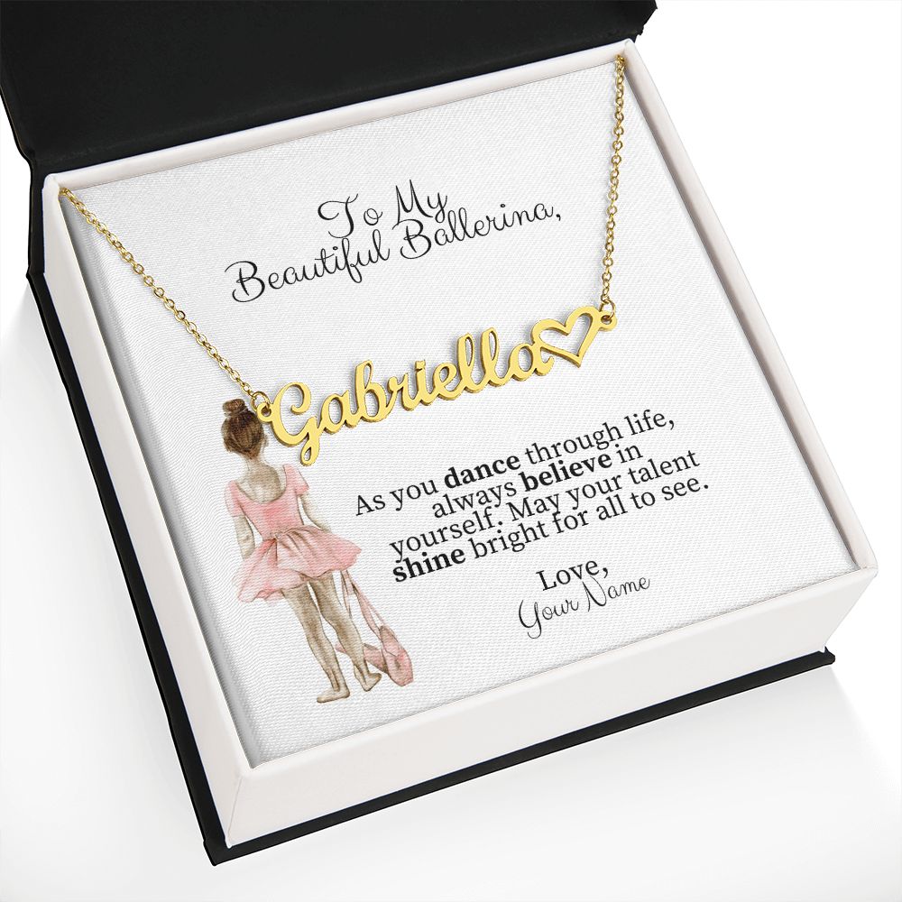 Ballerina Name Necklace with Heart Dance Recital Gift-[Heartfelt Family Gift]