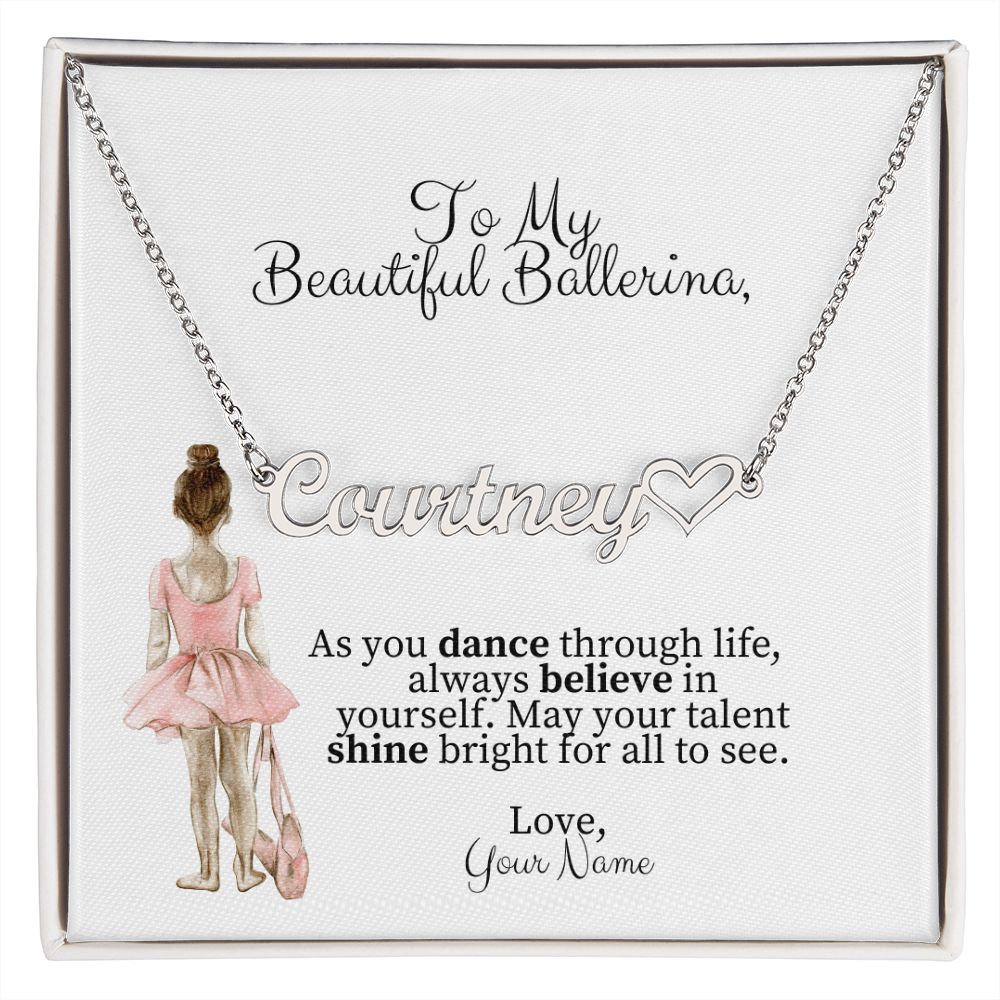Ballerina Name Necklace with Heart Dance Recital Gift-[Heartfelt Family Gift]