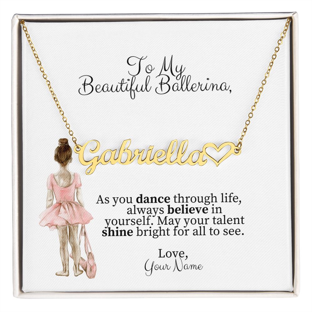 Ballerina Name Necklace with Heart Dance Recital Gift-[Heartfelt Family Gift]