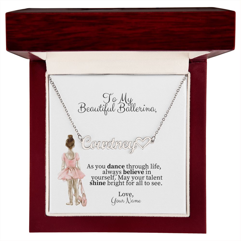 Ballerina Name Necklace with Heart Dance Recital Gift-[Heartfelt Family Gift]