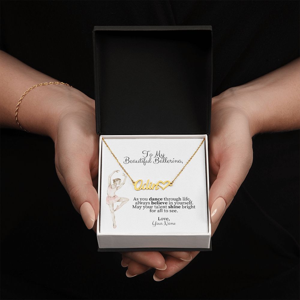 Ballerina Name Necklace with Heart Dance Recital Gift-[Heartfelt Family Gift]