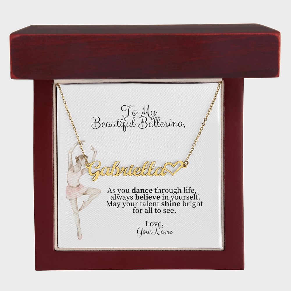Ballerina Name Necklace with Heart Dance Recital Gift-[Heartfelt Family Gift]
