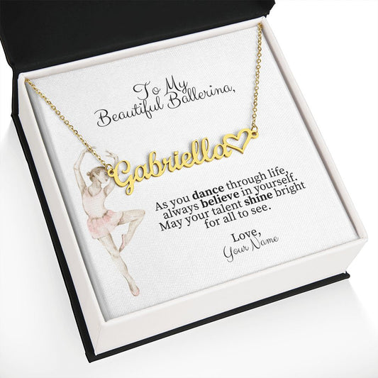 Ballerina Name Necklace with Heart Dance Recital Gift-[Heartfelt Family Gift]