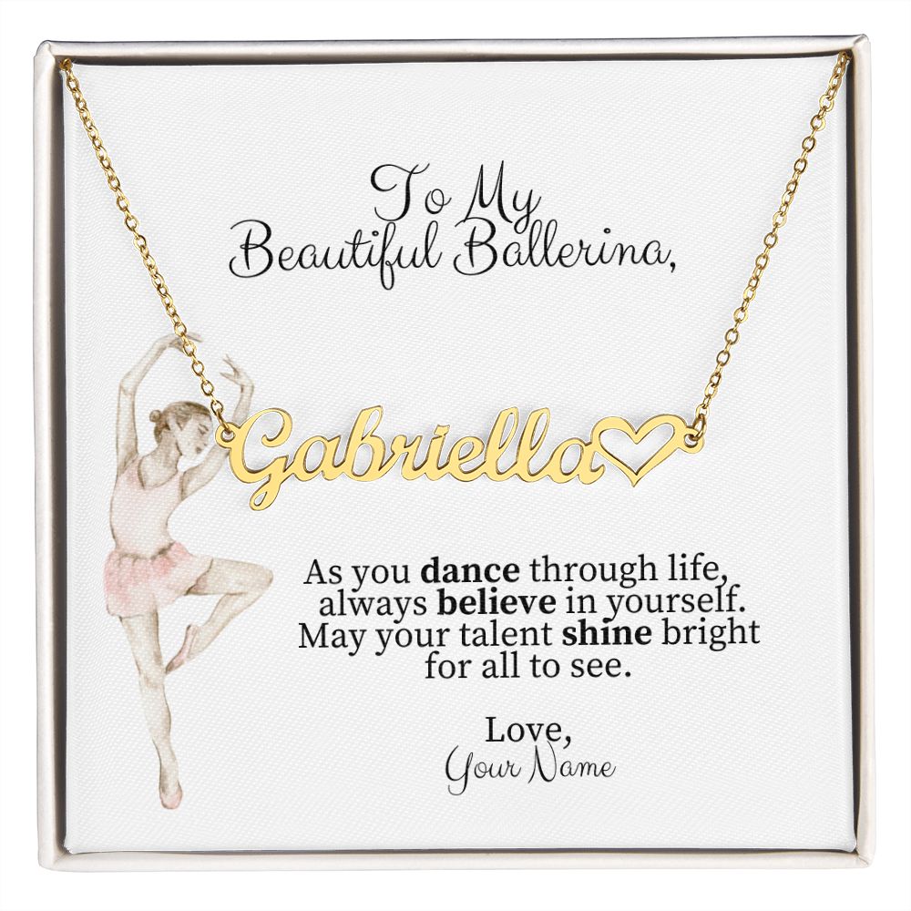 Ballerina Name Necklace with Heart Dance Recital Gift-[Heartfelt Family Gift]
