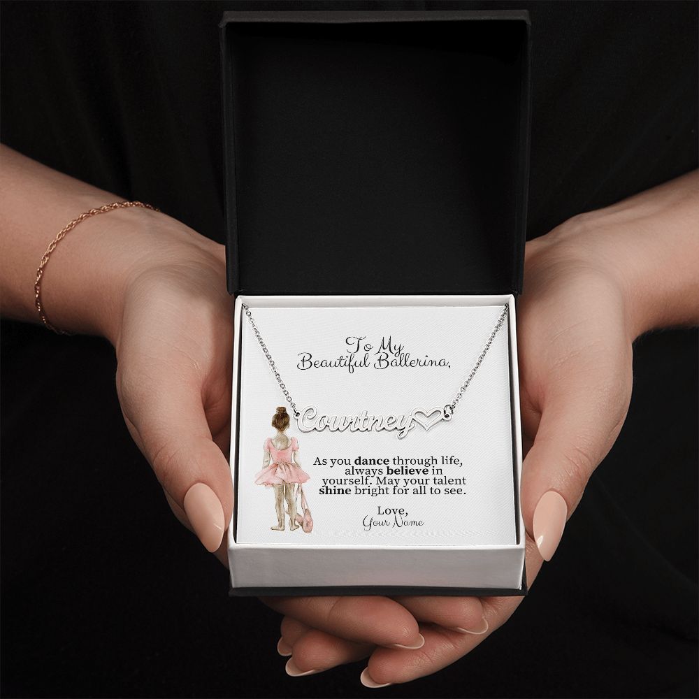 Ballerina Name Necklace with Heart Dance Recital Gift-[Heartfelt Family Gift]
