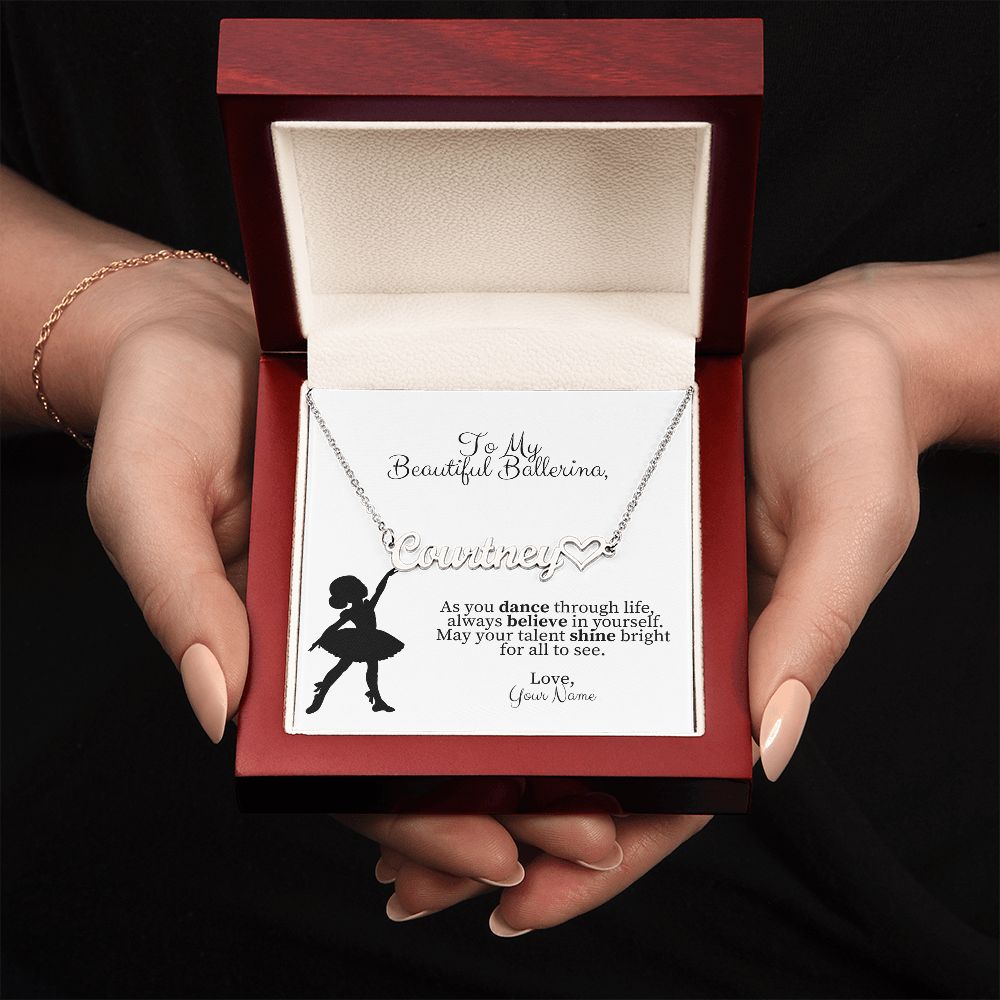 Personalized Ballerina Name Necklace with Heart Dance Gift-[Heartfelt Family Gift]