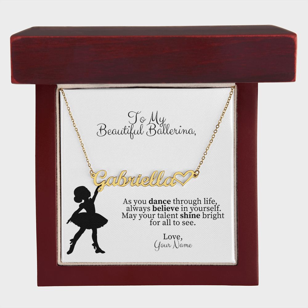 Personalized Ballerina Name Necklace with Heart Dance Gift-[Heartfelt Family Gift]