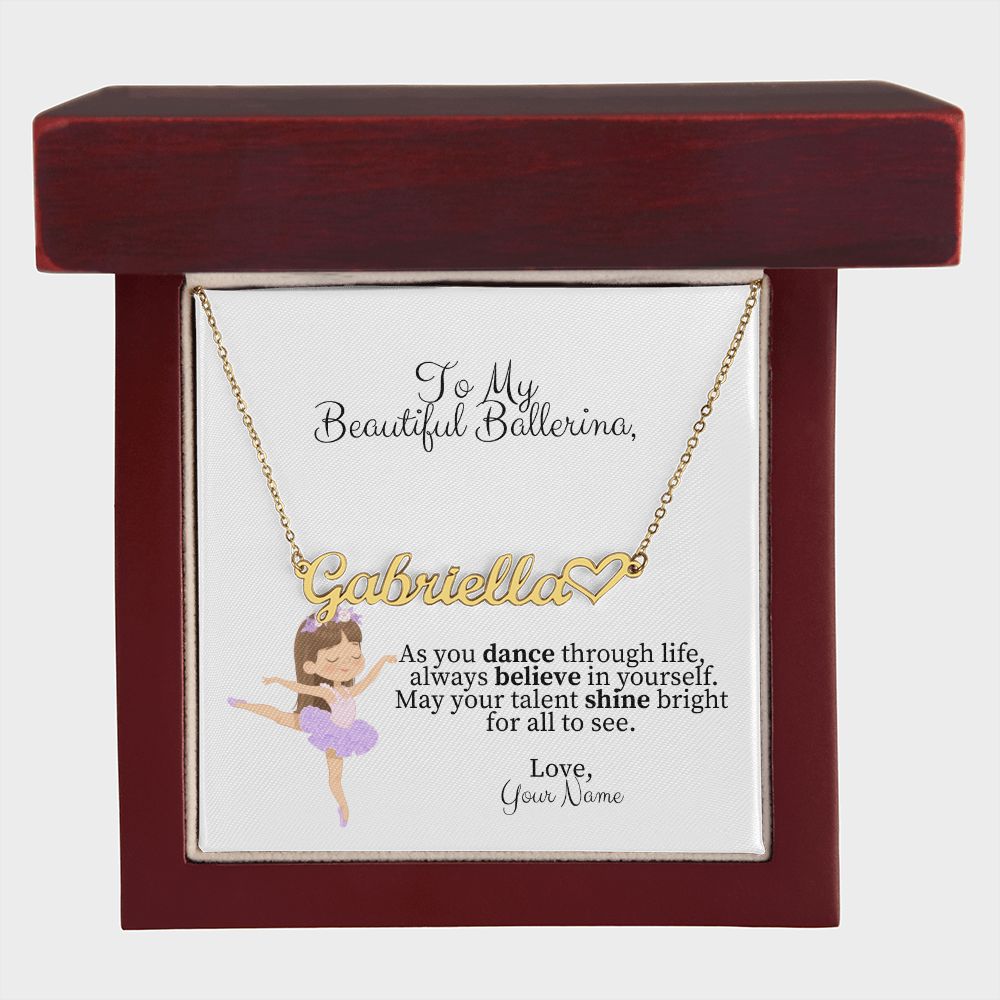 Personalized Ballerina Name Necklace with Heart  - Dance Gift-[Heartfelt Family Gift]