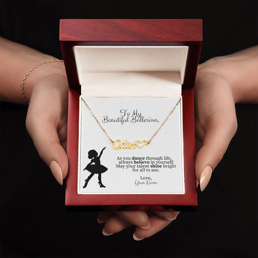 Personalized Ballerina Name Necklace with Heart Dance Gift-[Heartfelt Family Gift]