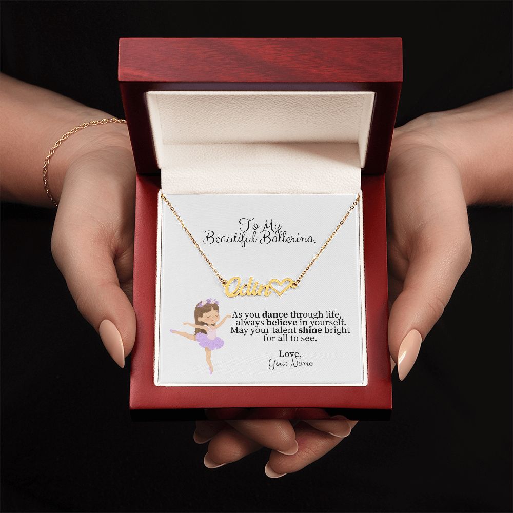 Personalized Ballerina Name Necklace with Heart  - Dance Gift-[Heartfelt Family Gift]