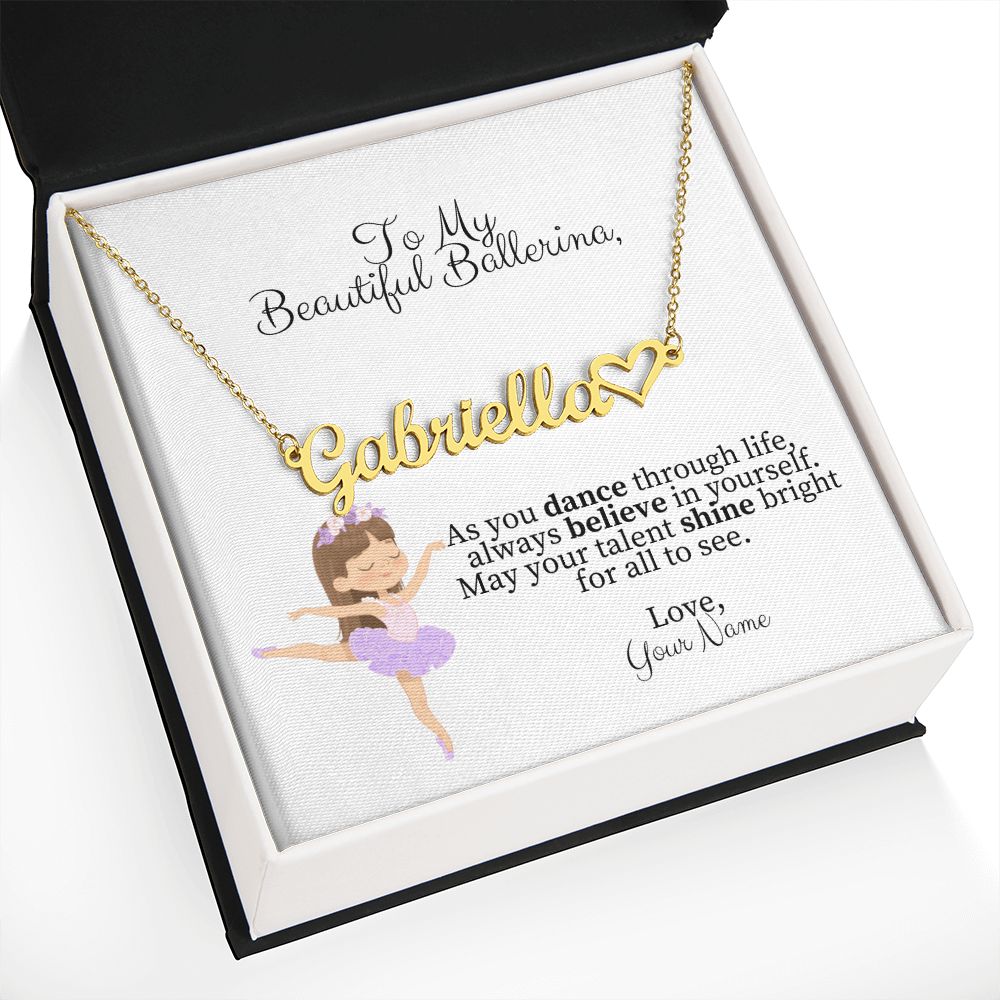 Personalized Ballerina Name Necklace with Heart  - Dance Gift-[Heartfelt Family Gift]