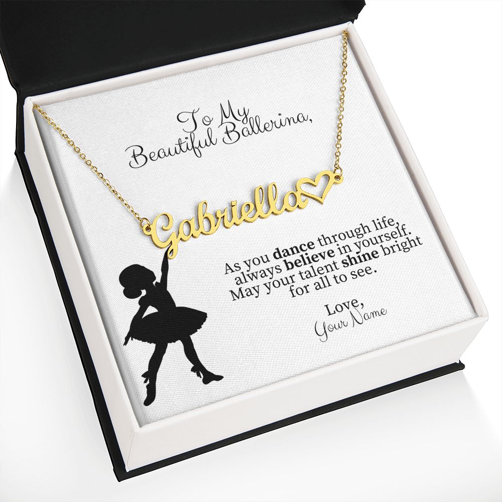 Personalized Ballerina Name Necklace with Heart Dance Gift-[Heartfelt Family Gift]
