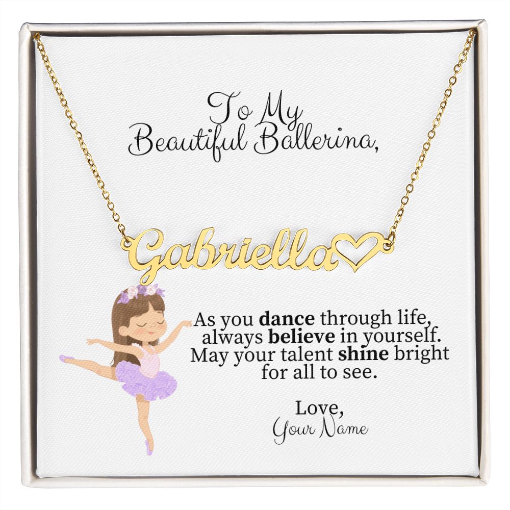 Personalized Ballerina Name Necklace with Heart  - Dance Gift-[Heartfelt Family Gift]