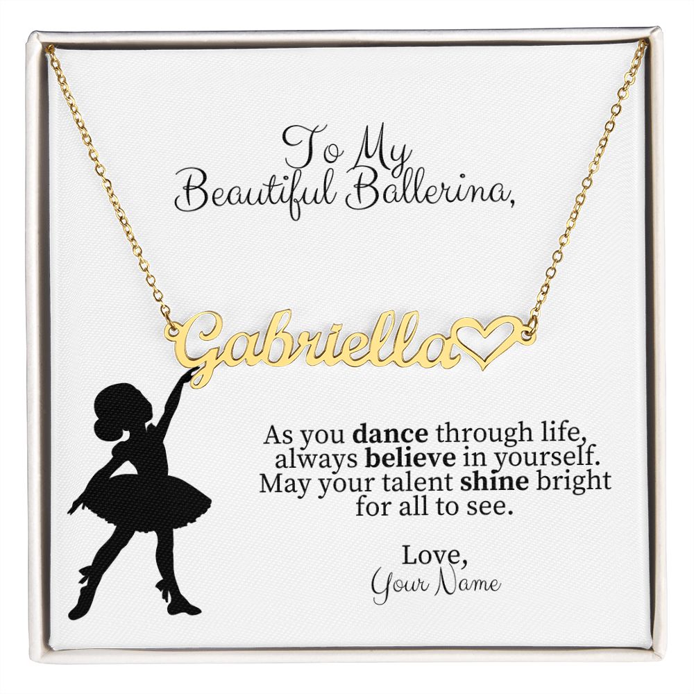 Personalized Ballerina Name Necklace with Heart Dance Gift-[Heartfelt Family Gift]