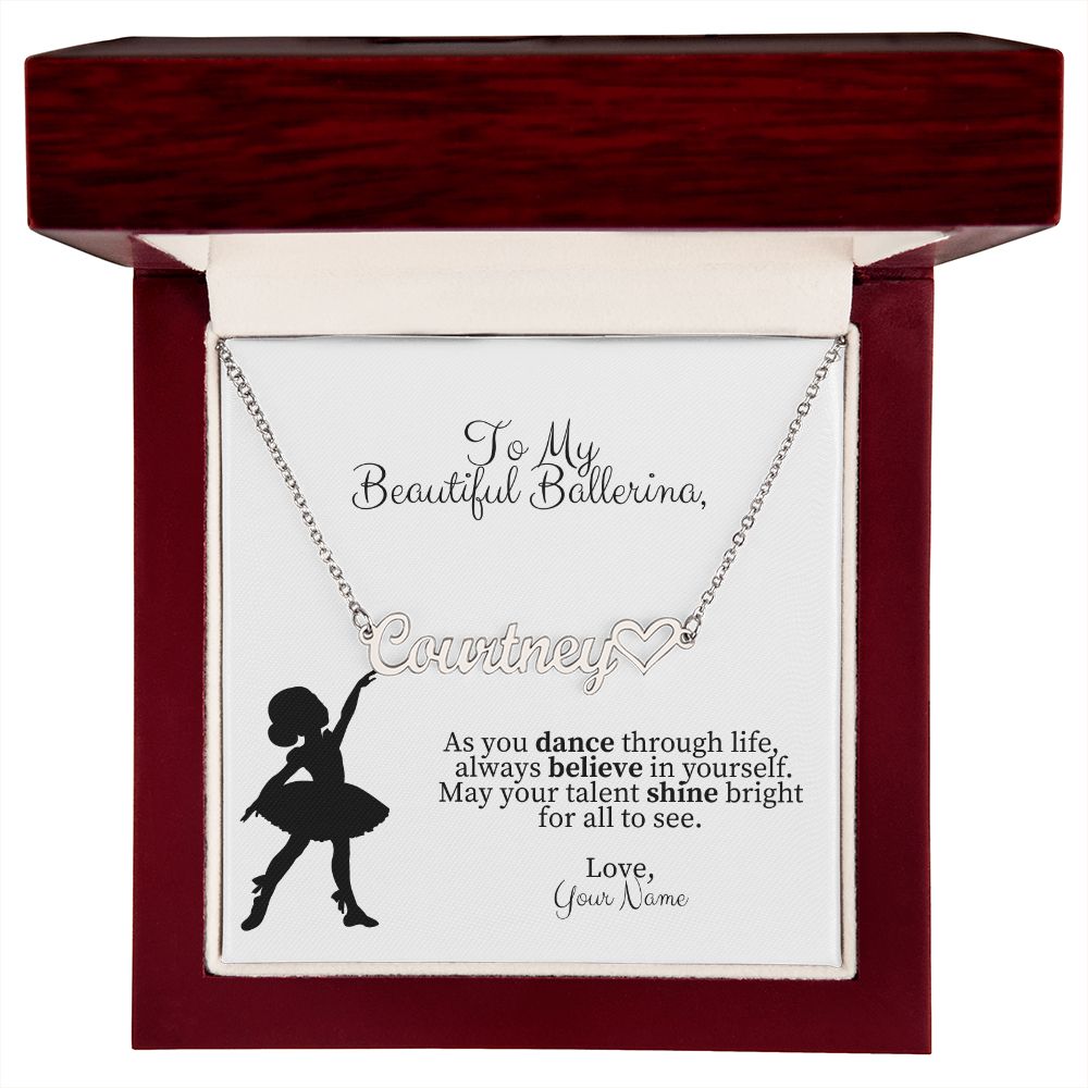 Personalized Ballerina Name Necklace with Heart Dance Gift-[Heartfelt Family Gift]
