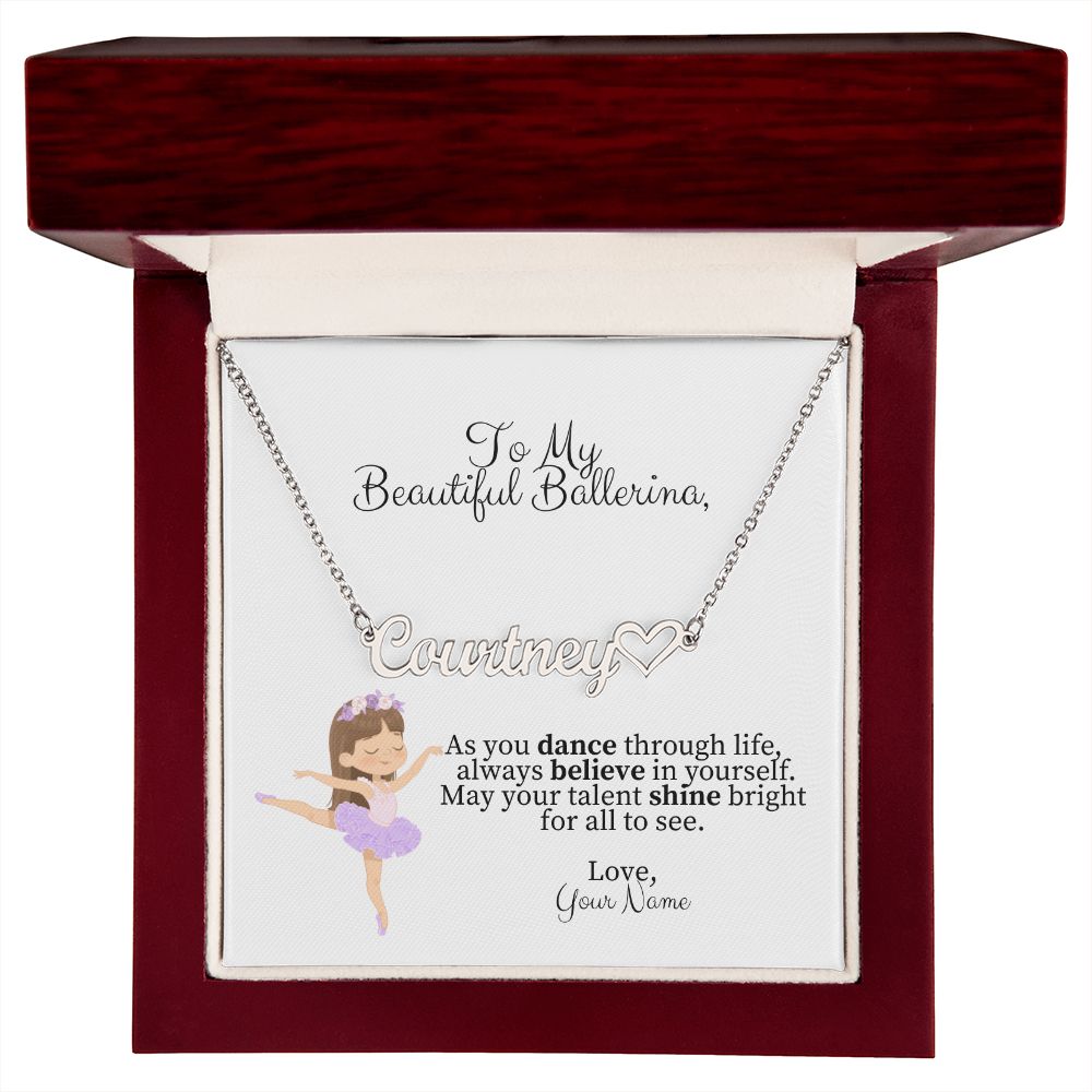 Personalized Ballerina Name Necklace with Heart  - Dance Gift-[Heartfelt Family Gift]